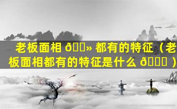 老板面相 🌻 都有的特征（老板面相都有的特征是什么 🐛 ）